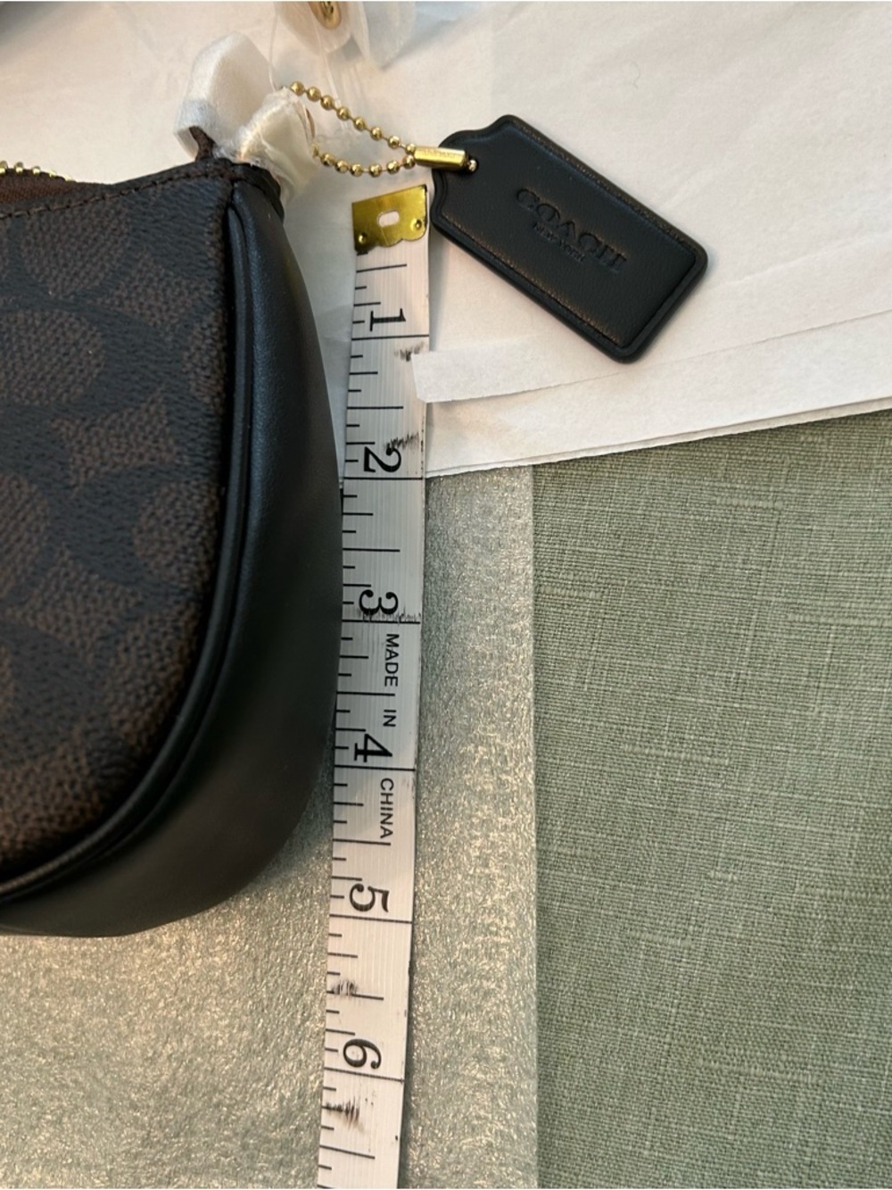 COACH Brown Signature Canvas Small Zip Crossbody with Gold Hardware - Picture 9 of 10